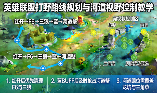 英雄联盟打野路线规划与河道视野控制教学画面